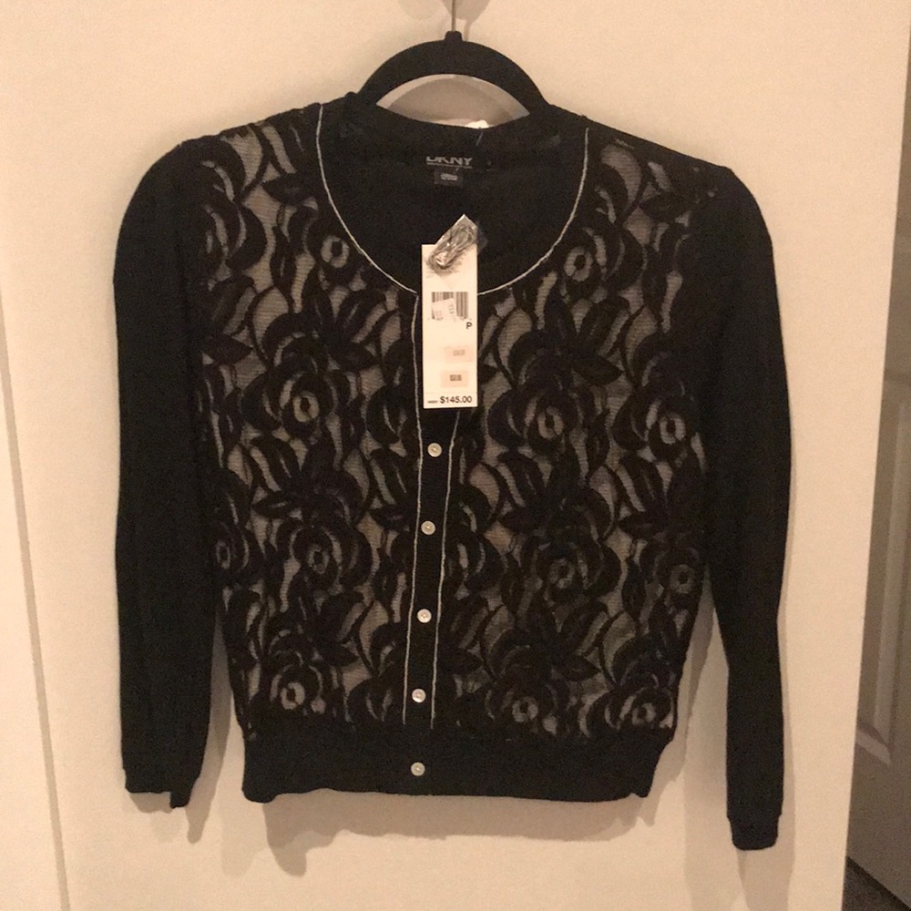 DKNY lace overlay cardigan